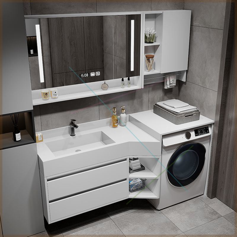 定制洗衣机一体柜卫生间小户型切角浴室柜斜角制定洗手台洗脸盆柜