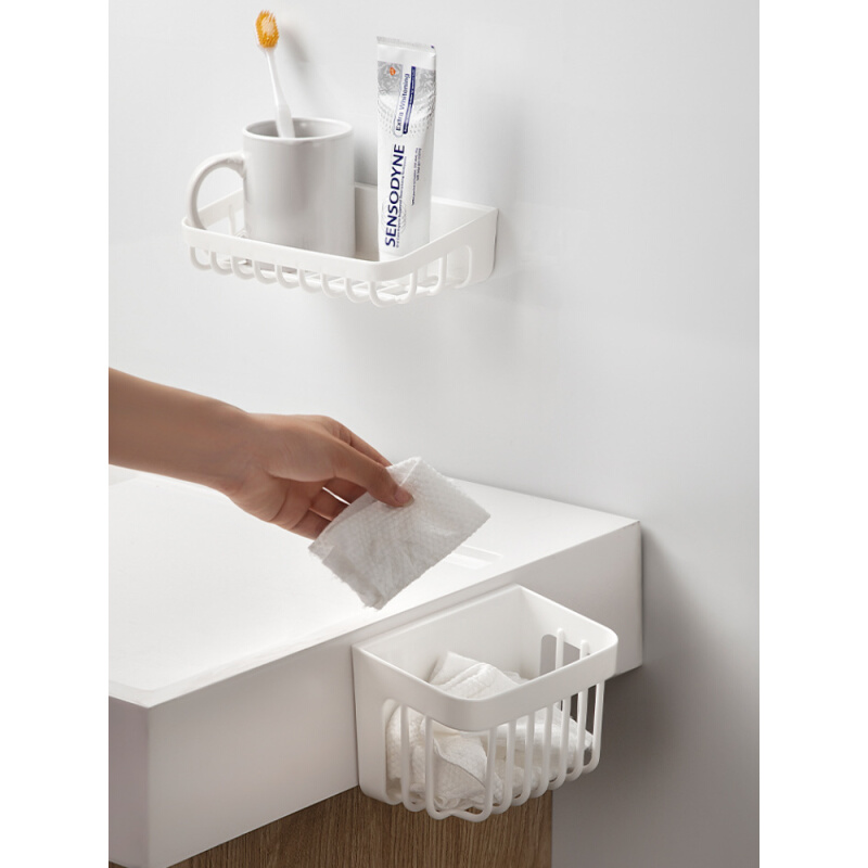 。北欧白色废弃洗脸巾收纳盒壁挂洗手盆沥水架抹布洗碗棉镂空回收