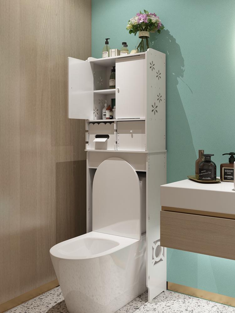 日本新款卫生间置物架落地式浴室厕所马桶夹缝边柜洗手间坐便器上