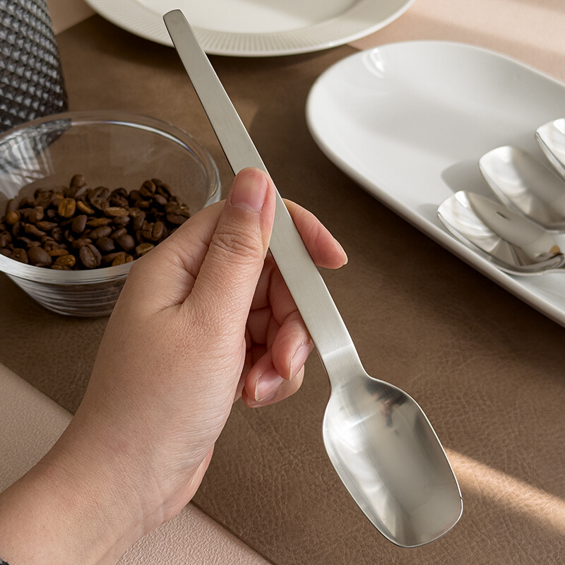 创不意食茶品级长1810锈钢加柄勺子家用成人大号WTU汤匙匙挖勺西