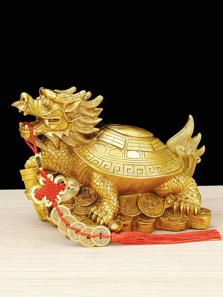 铜龙龟摆件纯铜母子龟客厅办公室装饰龙头龟黄铜八卦龙龟母子龙龟