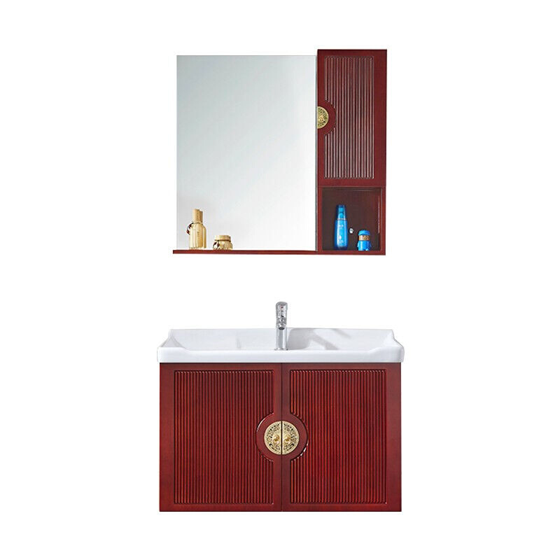 荣阳卫浴新中式实木浴室柜卫浴柜洗漱台橡木洗手台镜柜面盆柜卫生