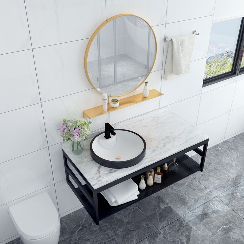 浴室挂墙式洗手盆柜组合小户型家用卫生间洗漱台面盆大理石洗脸盆