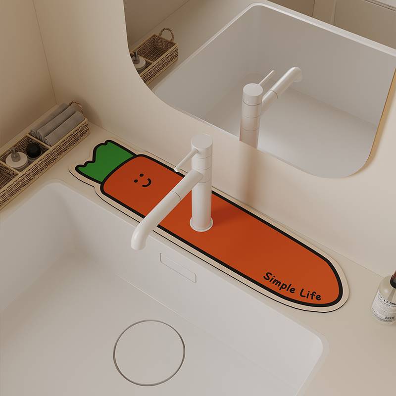 新款厨房硅藻泥吸水垫洗手台洗漱台水池窄边沥水垫卫生间水龙头台