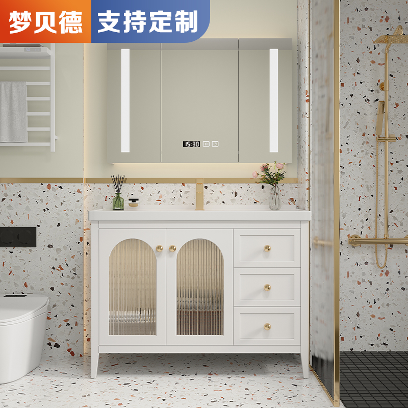 橡木法式浴室柜组合智能卫生间陶瓷一体盆洗漱台落地洗手洗脸盆柜