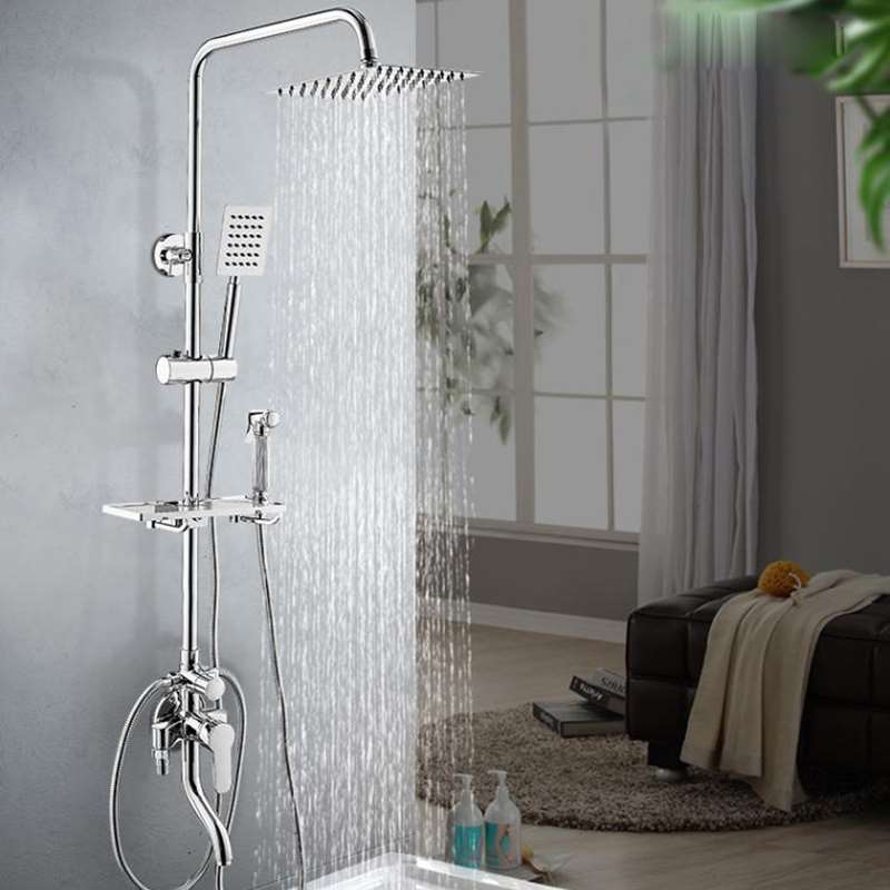 明装淋浴花洒套装卫生间全铜明管浴室升降淋雨器冷热混水阀水龙头