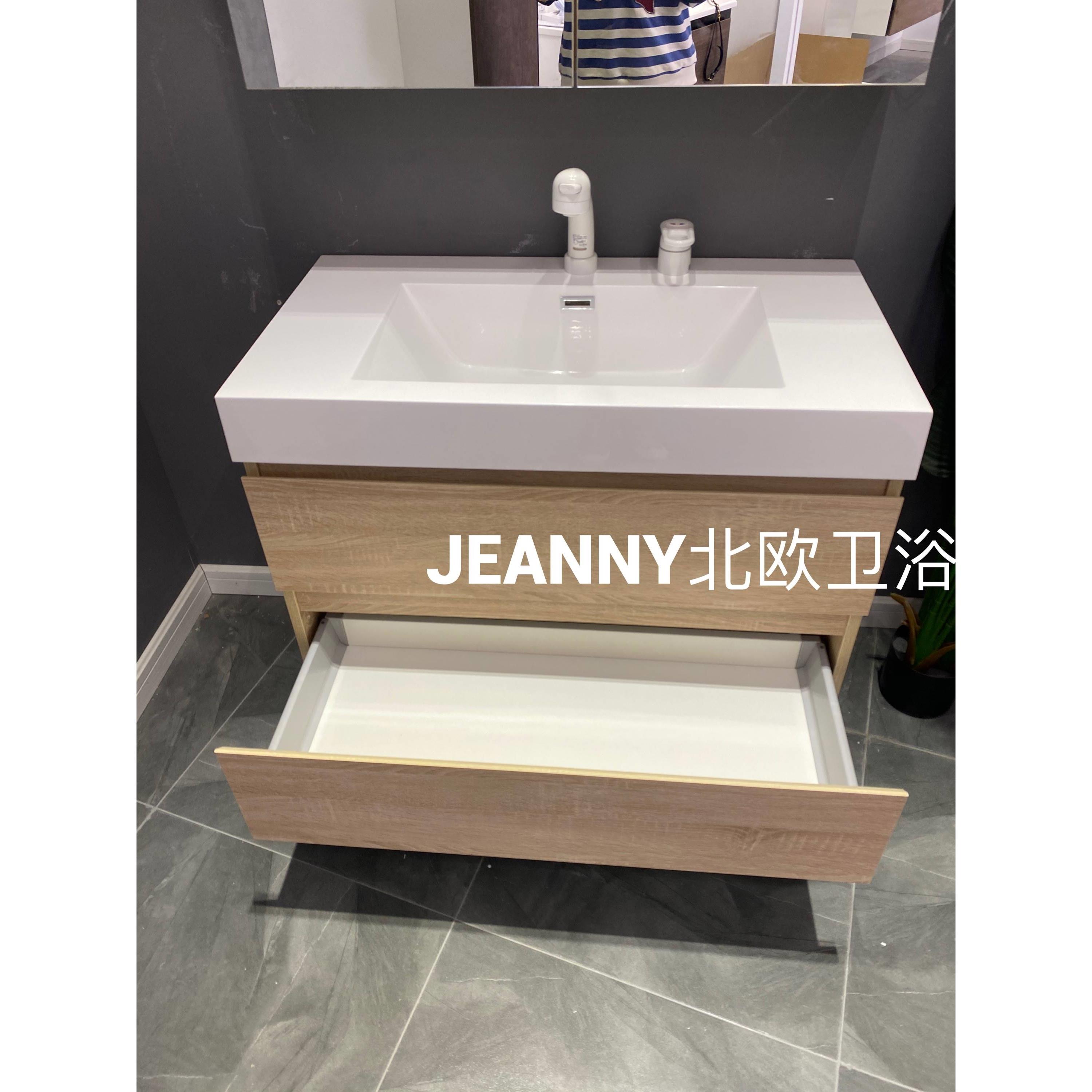 日式简约现代浴室柜组合人造石洗手盆多层实木洗漱台洗脸池一体柜