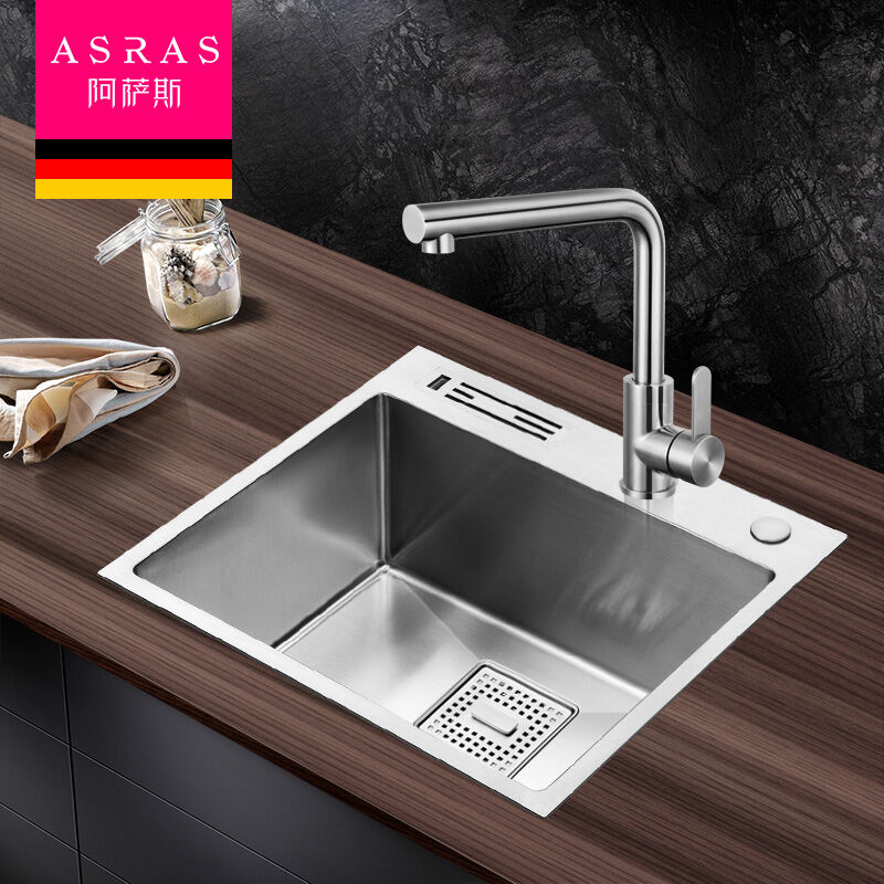 阿萨斯（ASRAS）6045G不锈钢加厚手工水槽厨房洗菜盆茶水间小单槽