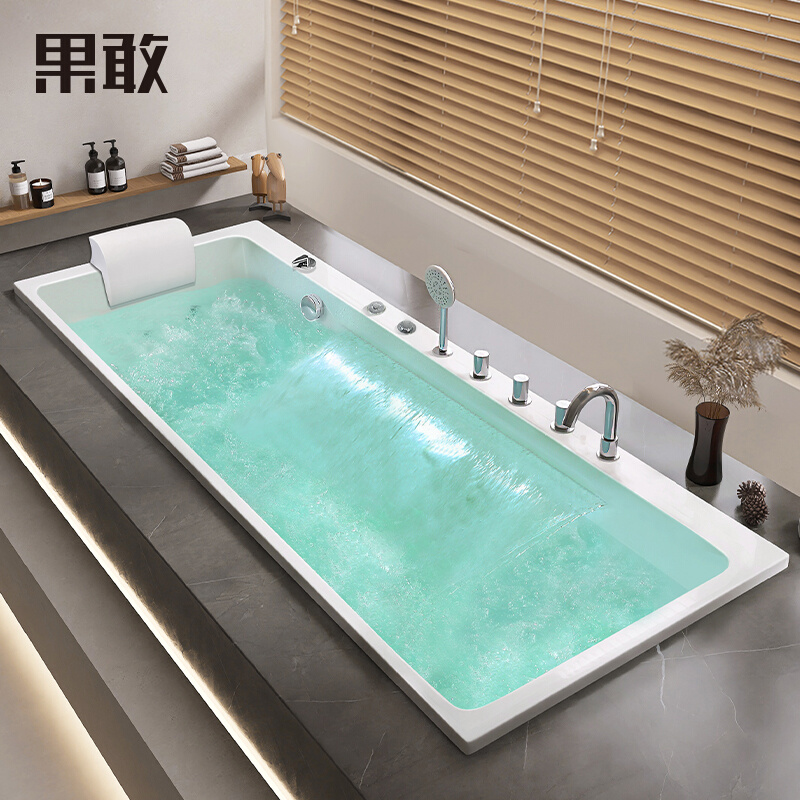 果敢嵌入式家用深泡宽大小户型防滑位设计智能按摩浴缸1.4-1.8米|