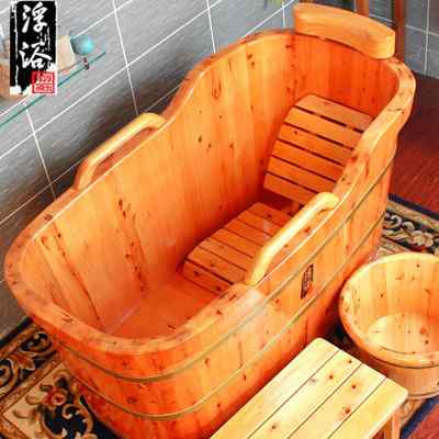 加厚香柏木桶浴桶木质浴缸成人沐浴桶实木泡澡桶美容家用全身带盖
