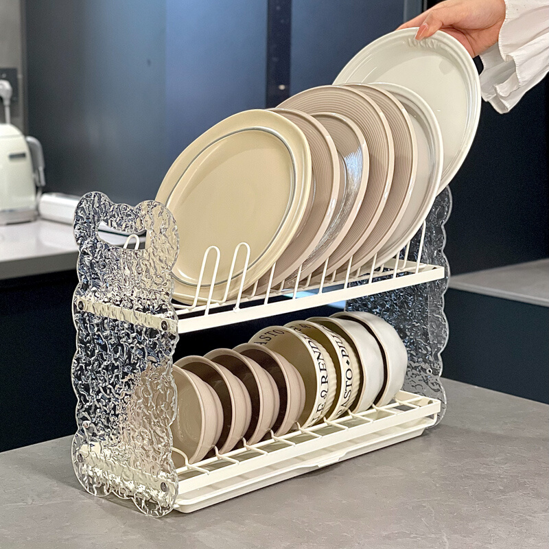 厨房沥水碗盘架家用碗碟收纳架双层多功能台面盘子置物架水槽碗架