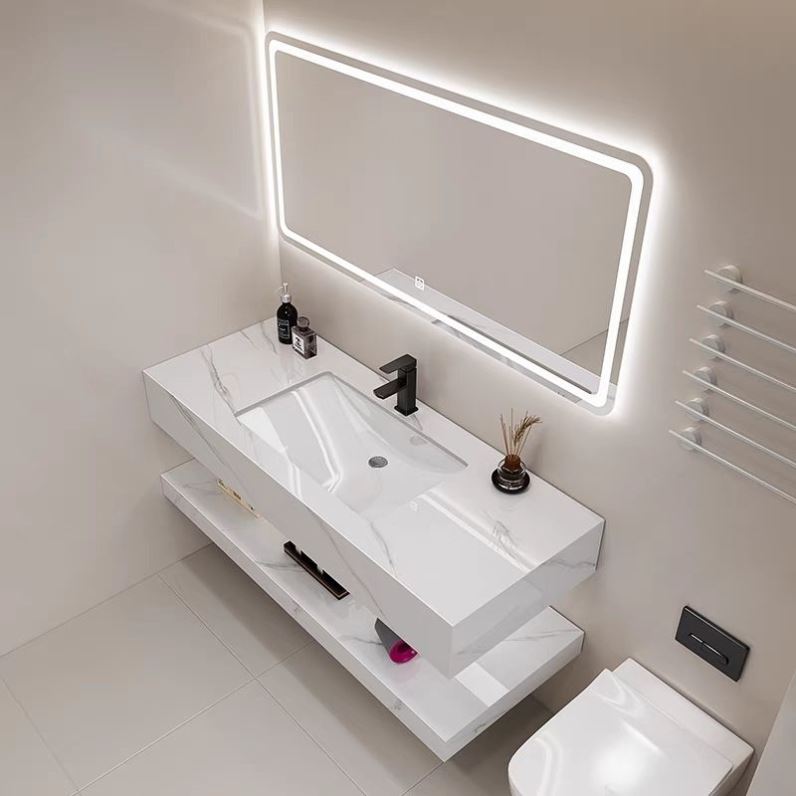 新款定制岩板洗手盆卫生间洗漱台现代简约家用陶瓷洗脸盆浴室柜