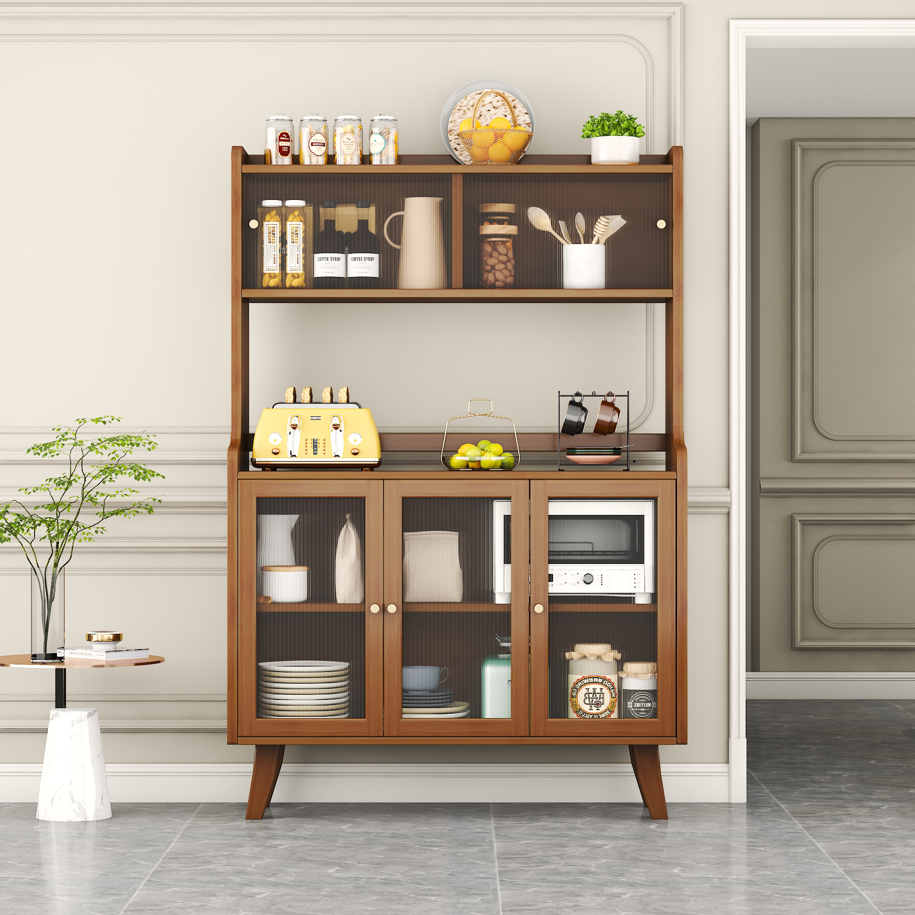 餐边柜实木日式小户型高柜靠墙客厅家用现代简约储物柜厨房置物架