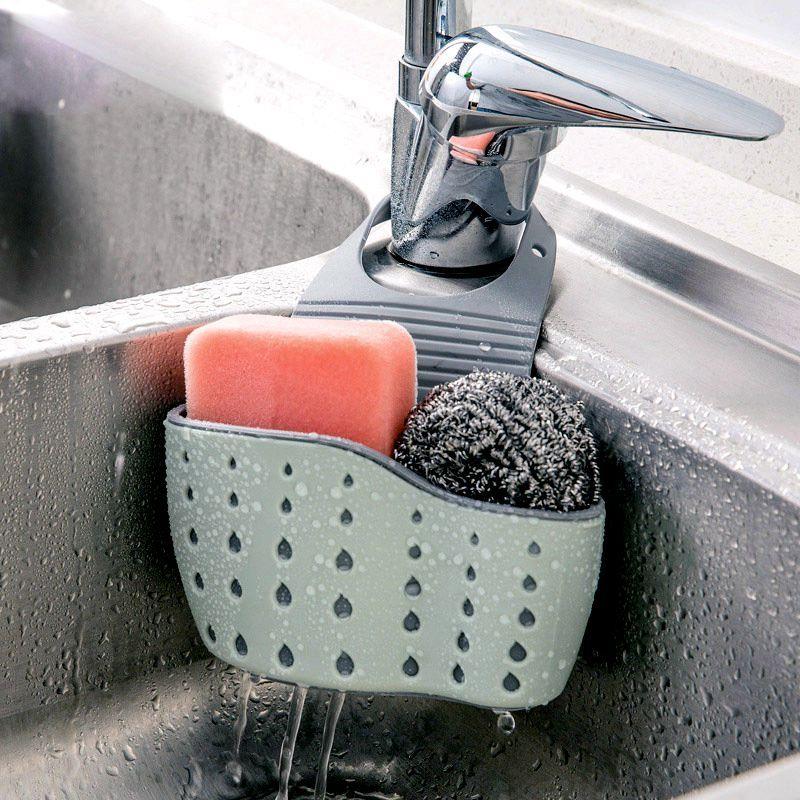 日本进口水槽沥水篮挂袋水龙头洗碗海绵收纳置物架厨房用品水池