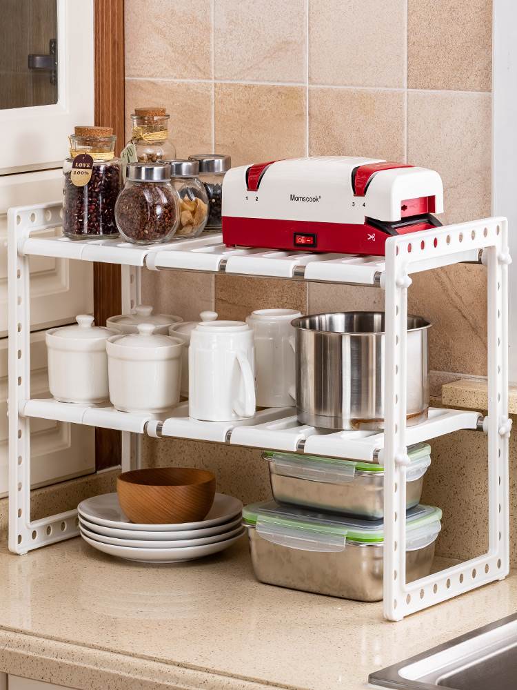 可伸缩下水槽置物架橱柜分层收纳架多层锅碗具厨房用品家用卫生间