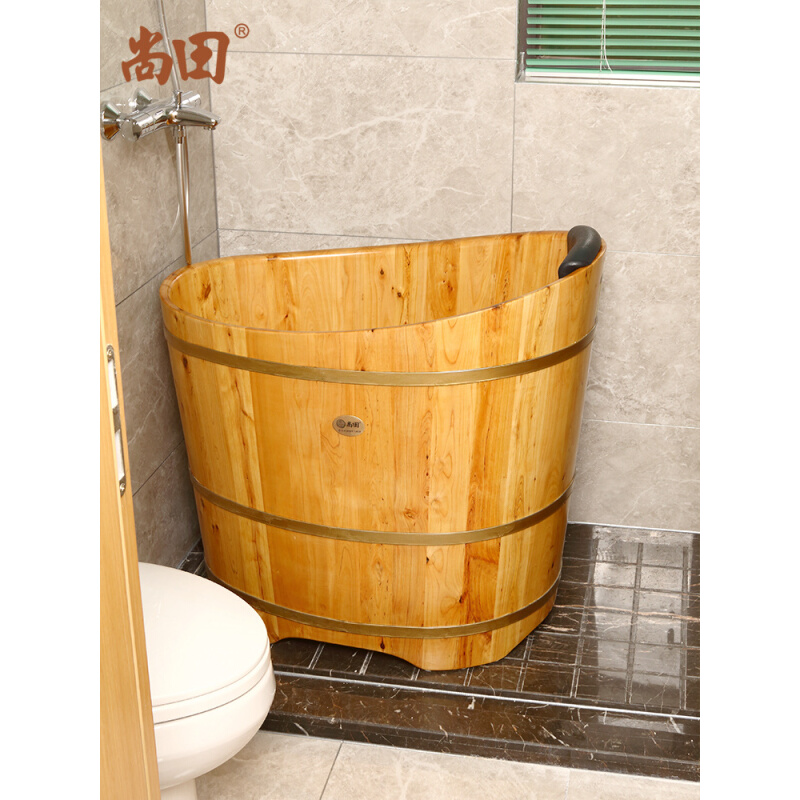 现货速发85JV香柏木圆形成人泡澡木桶浴桶实木浴缸洗澡盆小浴室木