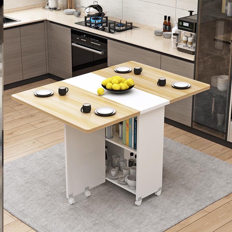 折叠餐桌超薄家用小户型可移动餐边柜吃饭桌子厨房客厅带抽屉柜