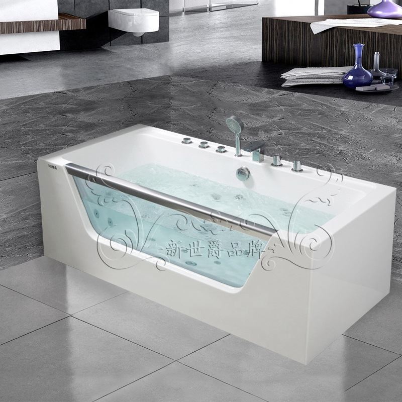 新品新世爵按摩冲浪独立缸家用长方形亚克力浴缸洗澡沐浴盆泡澡卫