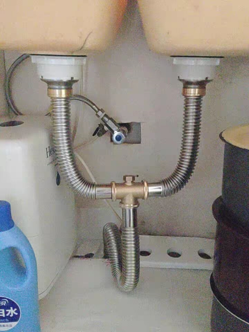 厨房水槽洗菜盆下水管配件洗碗槽下水器套装不锈钢水池双槽排水管