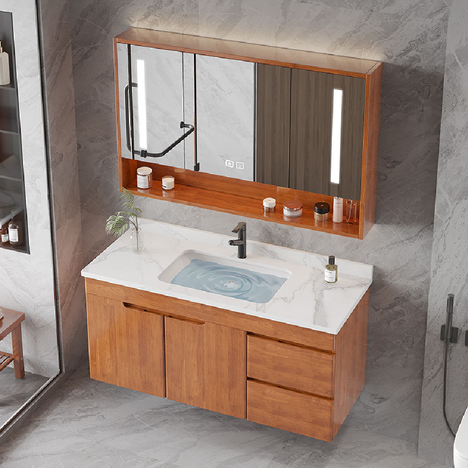 橡木浴室柜组合现代简约陶瓷一体盆卫生间洗漱台洗手洗脸盆卫浴柜