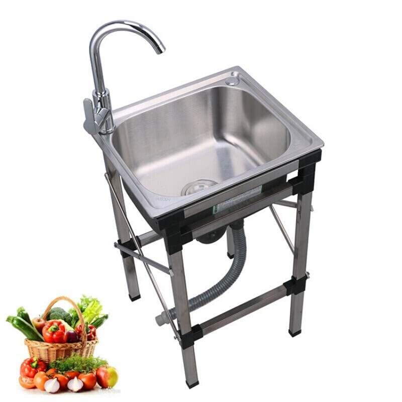 304不锈钢水槽大小单槽厨房洗菜盆洗碗池洗手盆单盘洗菜池42X37普
