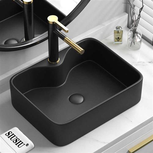 北欧现代黑边黑色陶瓷圆方形洗手池洗手盆洗脸盆台上盆面盆水盆池