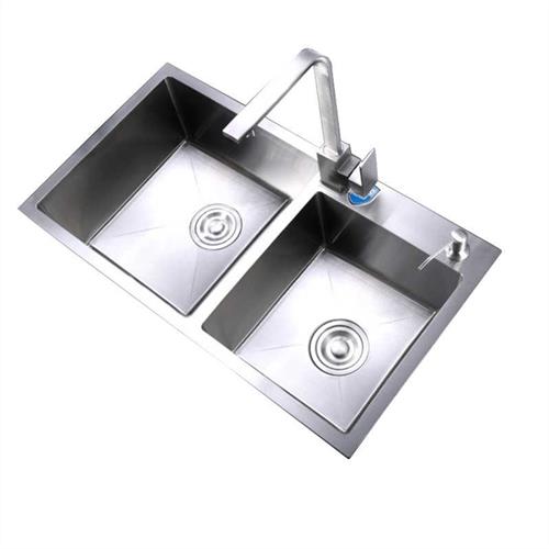 不锈钢加厚拉丝手工水槽双槽厨房洗菜盆洗碗槽洗碗池水池台上台下