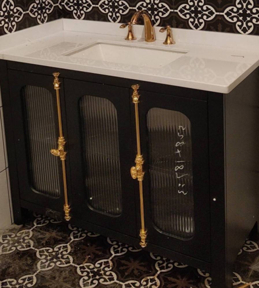法式复古卫浴美式2022新款北欧浴室柜组合定制洗手盆岩板陶瓷一体