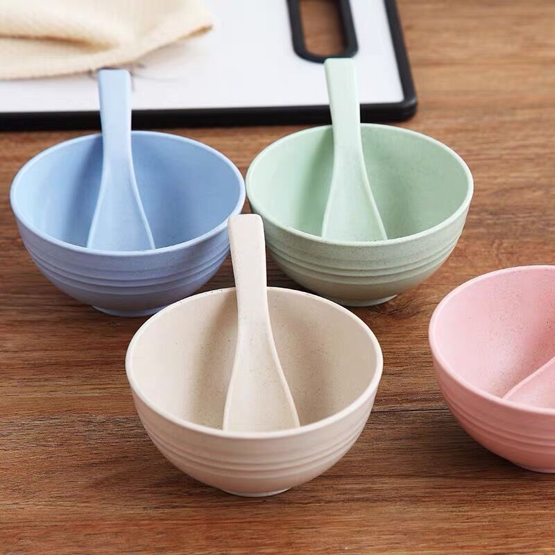 小麦秸秆碗汤碗饭碗塑料碗便携餐具碗勺家庭碗户外餐具小麦碗儿童