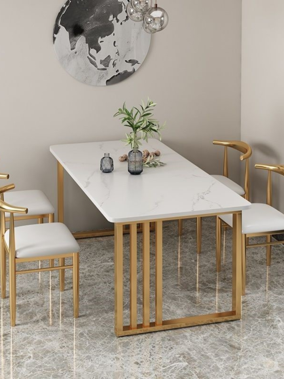 小户型厅简约北欧轻奢会客吃饭桌子商用洽谈桌长方形现代岩板餐桌