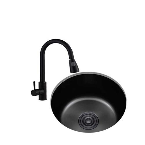 黑色圆形吧台水槽纳米不锈钢水槽单槽小号厨房洗碗洗菜盆阳台水池