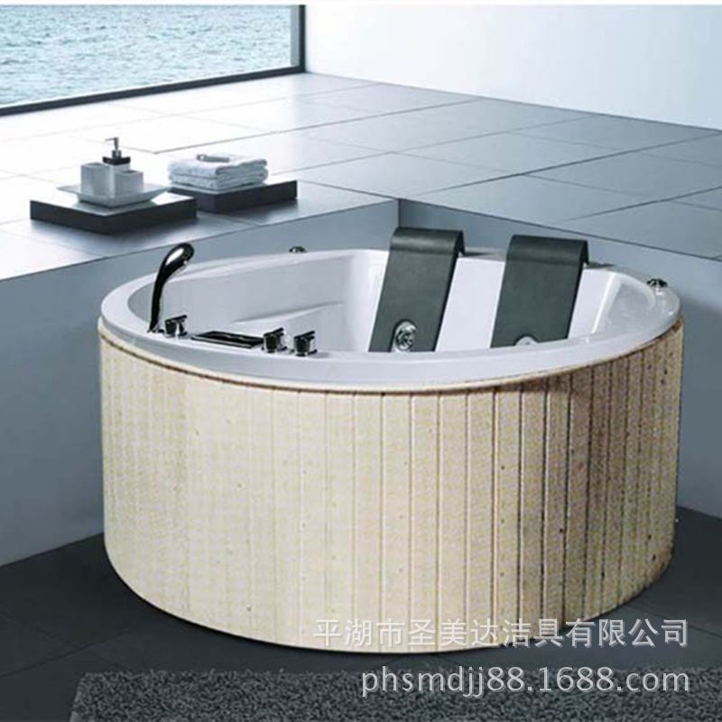 定制亚克力双人工程浴缸嵌入独立式按摩冲浪圆形浴盆170170艺术户