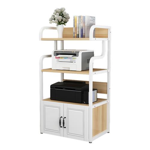 办公室放针式打印机的置物架落地桌边柜多层收纳架可移动带门柜子