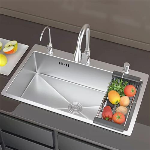 不锈钢纳米水槽大单槽洗菜盆手工加厚厨房台下中盆洗碗池家用304