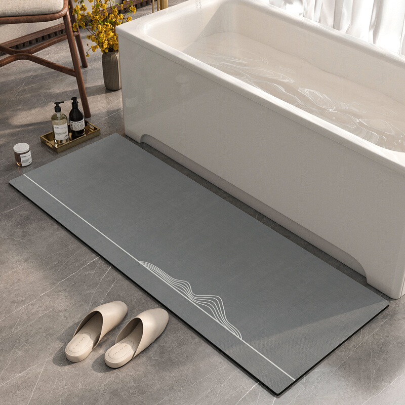 浴室浴缸旁专用软硅藻泥家用吸水速干脚垫防滑地垫卫生间长条地毯