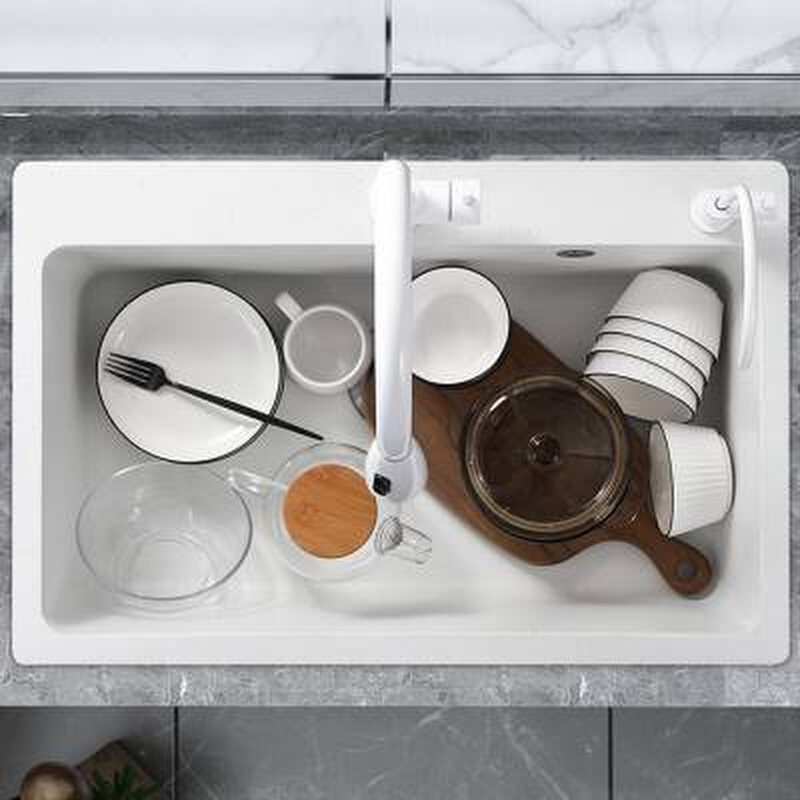 石英石白色水槽大单槽台上台下厨房水池洗碗池花岗岩洗菜盆洗碗槽