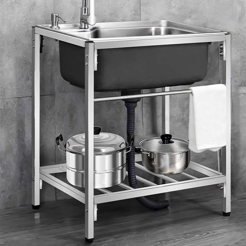 304钢不锈钢水槽双槽单槽带支架子铝合金架子洗手盆水池洗菜盆架