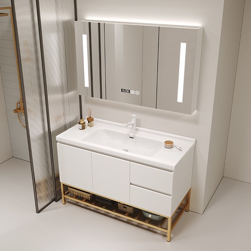 新款陶瓷一体盆浴室柜组合实木现代简约洗手池洗脸盆卫生间洗漱台