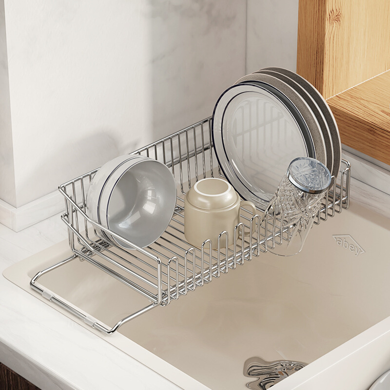 日式304不锈钢沥水篮厨房可伸缩洗碗池水槽置物架碗碟收纳沥水架
