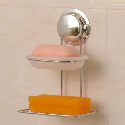 嘉宝强力吸盘肥皂盒卫生间浴室肥皂架创意壁挂式沥水双层香皂盒