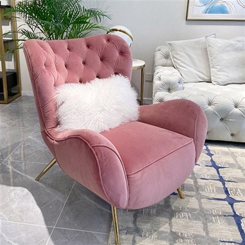 北欧轻奢客厅单人沙发法式粉色公主高颜值网红阳台卧室女王椅美式