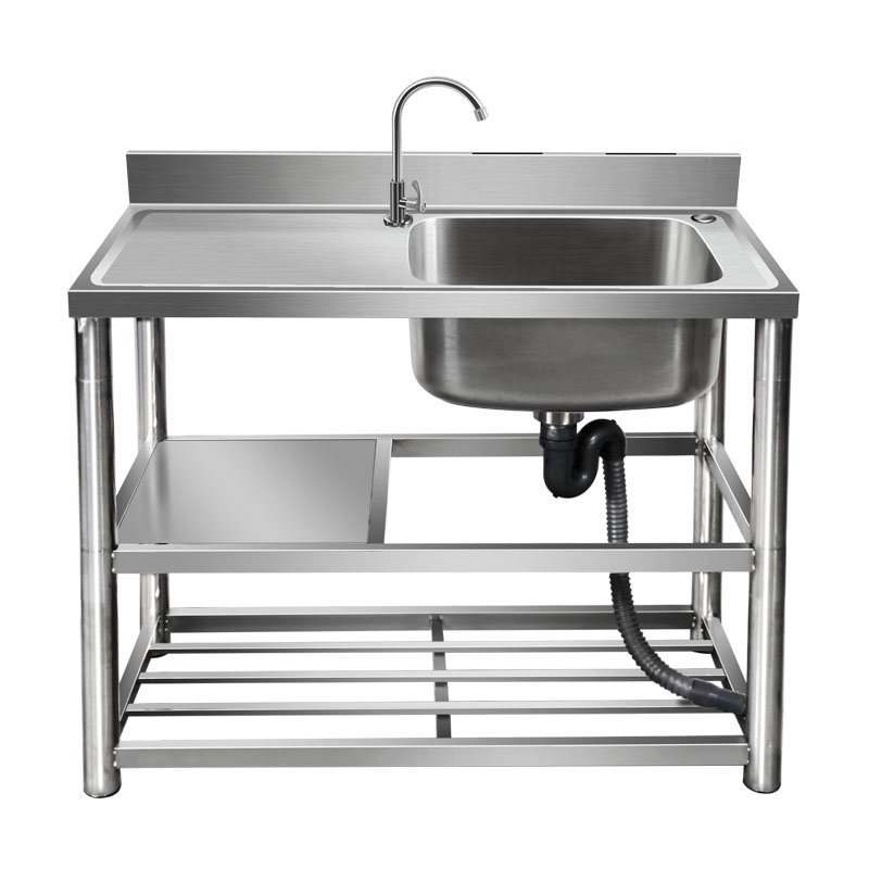 厨房不锈钢水槽台面一体成型平台带支架304双盆洗手池洗菜盆水斗