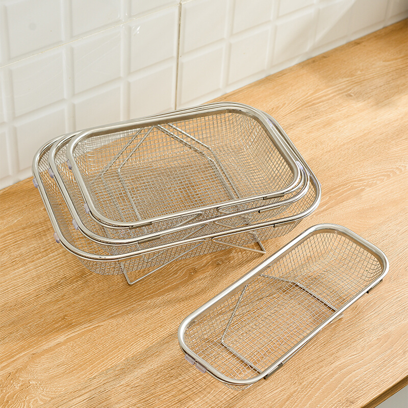 不304锈钢沥水篮厨房可伸缩洗菜盆碗池水槽置物架碗碟收纳沥水