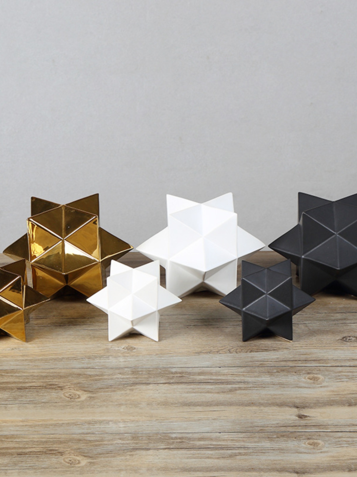 北欧现代创意几何立体五角星陶瓷摆件家居样板房电视柜软装装饰品