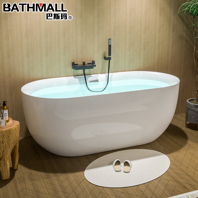 巴斯玛压克力酒店小户型家用薄边网红独立式移动浴缸1.2m-1.8米