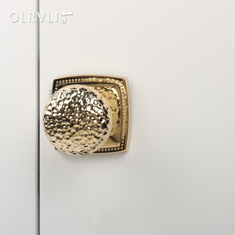 olrvli金色手工锤纹纯铜球型门锁卫生间隔断门卫浴门锁北欧黄铜锁