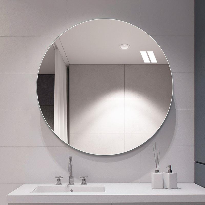 简约圆形卫生间镜子壁挂式浴室镜正圆洗手间贴墙化妆镜挂墙卫浴镜