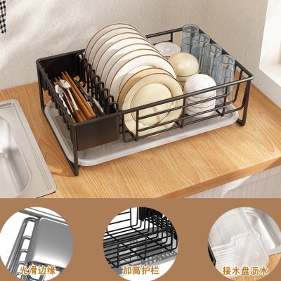 不锈钢碗碟置物架筷子笼碗盘水槽收纳架家用台面厨房沥水篮免安装