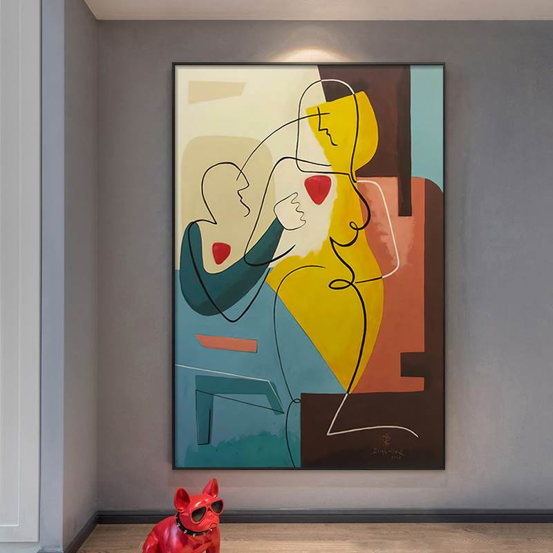 永恒之心毕加索玄关装饰画抽象油画客厅餐厅卧室天生一对挂画名画