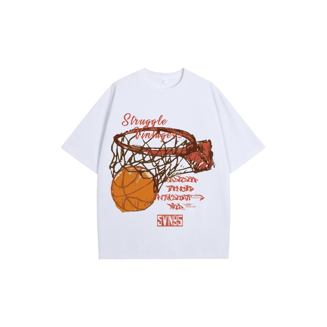 struggle vintage95 美式复古篮球涂鸦品牌Logo短袖T恤 男女同款